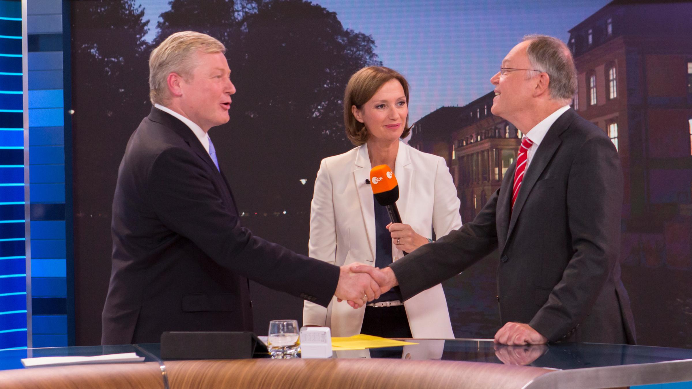 "Wahl in Niedersachsen" (15.10.2017): Bernd Althusmann (CDU), Bettina Schausten, Stephan Weil (SPD)