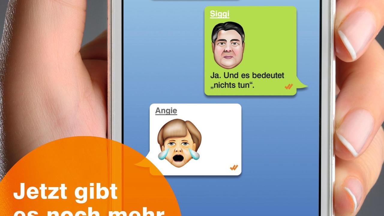Politicons zur "heute-show" auf dem Smartphone in Nahaufnahme