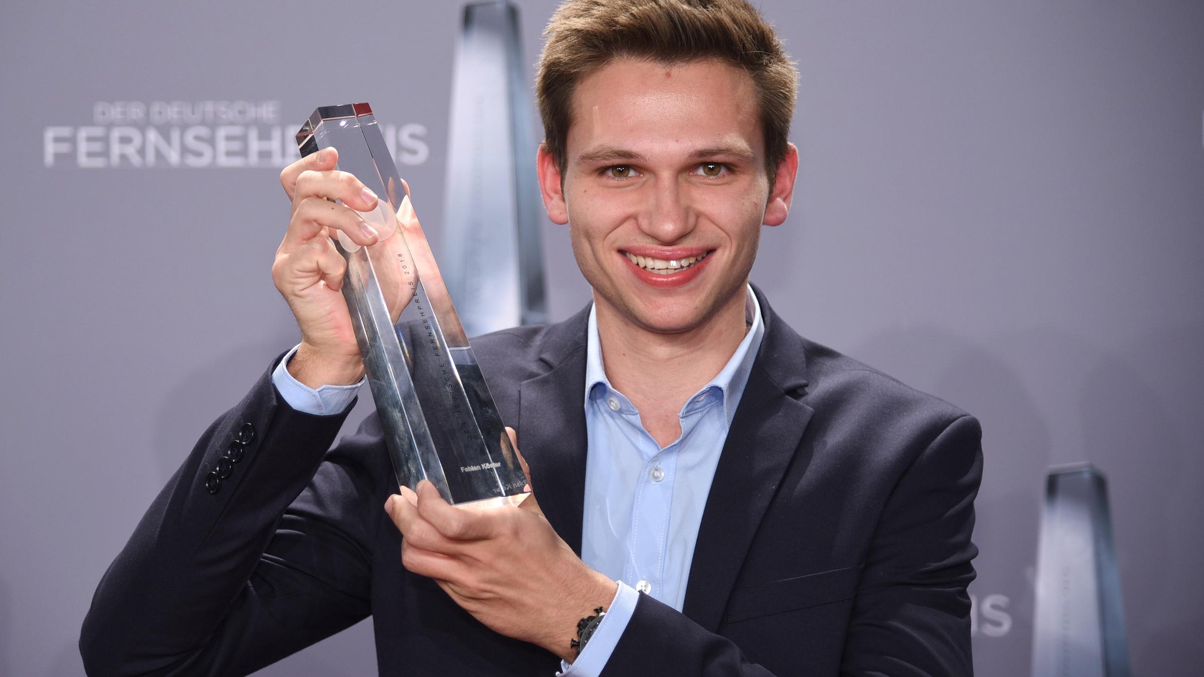 19. Deutscher Fernsehpreis 2018: Fabian Köster mit dem Deutschen Fernsehpreis