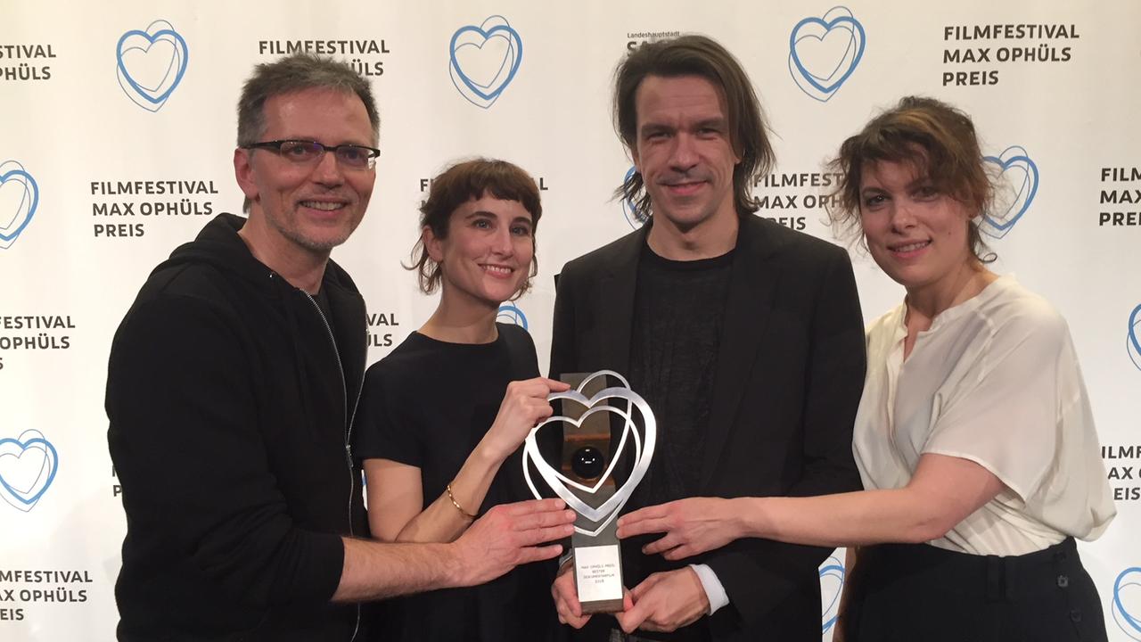 Max-Ophüls-Preis 2018: v.l.n.r. Christian Cloos (ZDF), Melanie Andernach, Andreas Köhler, Carina Mergens.