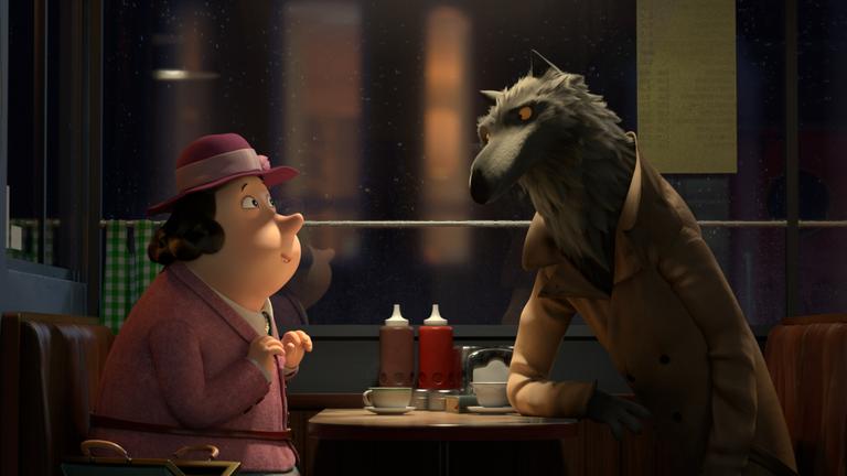 "Es war einmal ... nach Roald Dahl": Der Wolf (r.) erzählt der Babysitterin (l.), was sich bei den Märchen tatsächlich zugetragen hat.