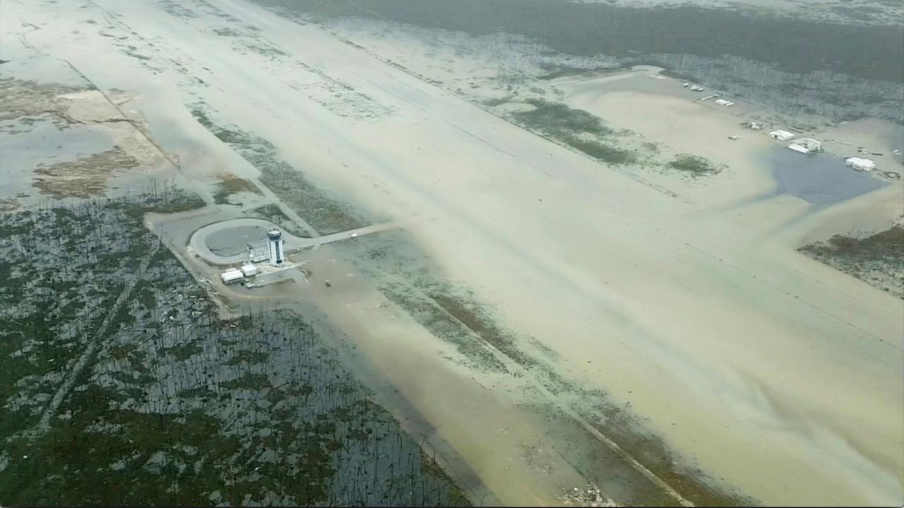 Luftaufnahme des Flughafens auf den Abaco Islands, aufgenommen am 04.09.2019 
