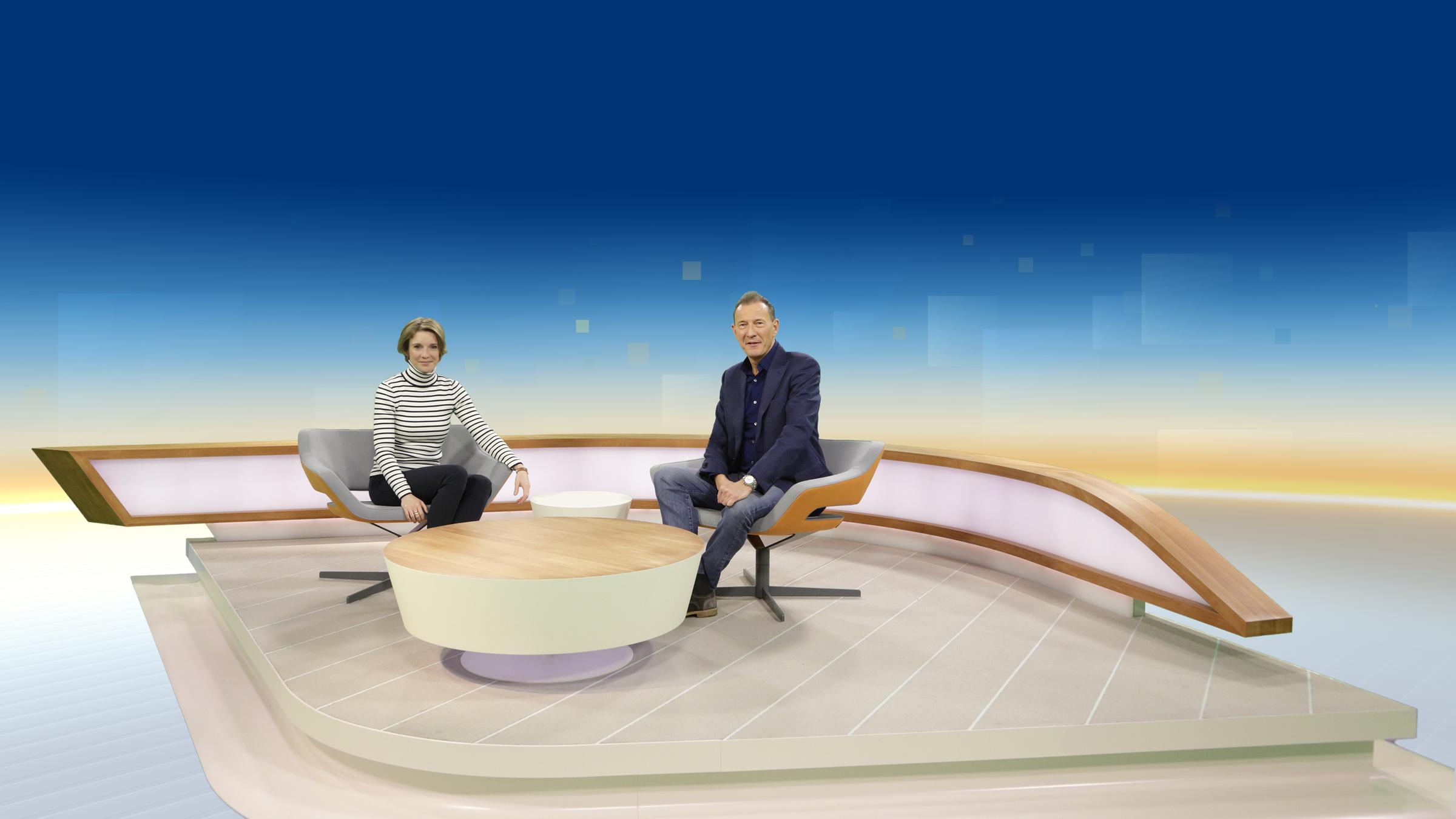 ZDF-Mittagsmagazin: Christina von Ungern-Sternberg und Norbert Lehmann im Studio