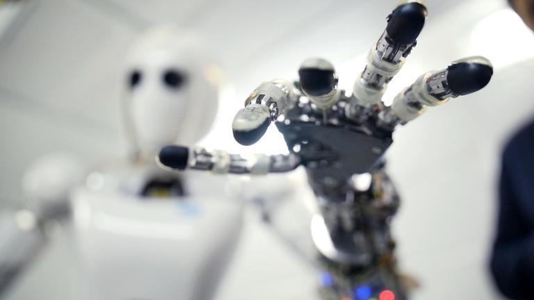 "Auslaufmodell Mensch - Wann übernehmen die Maschinen?": Hand eines Roboters.