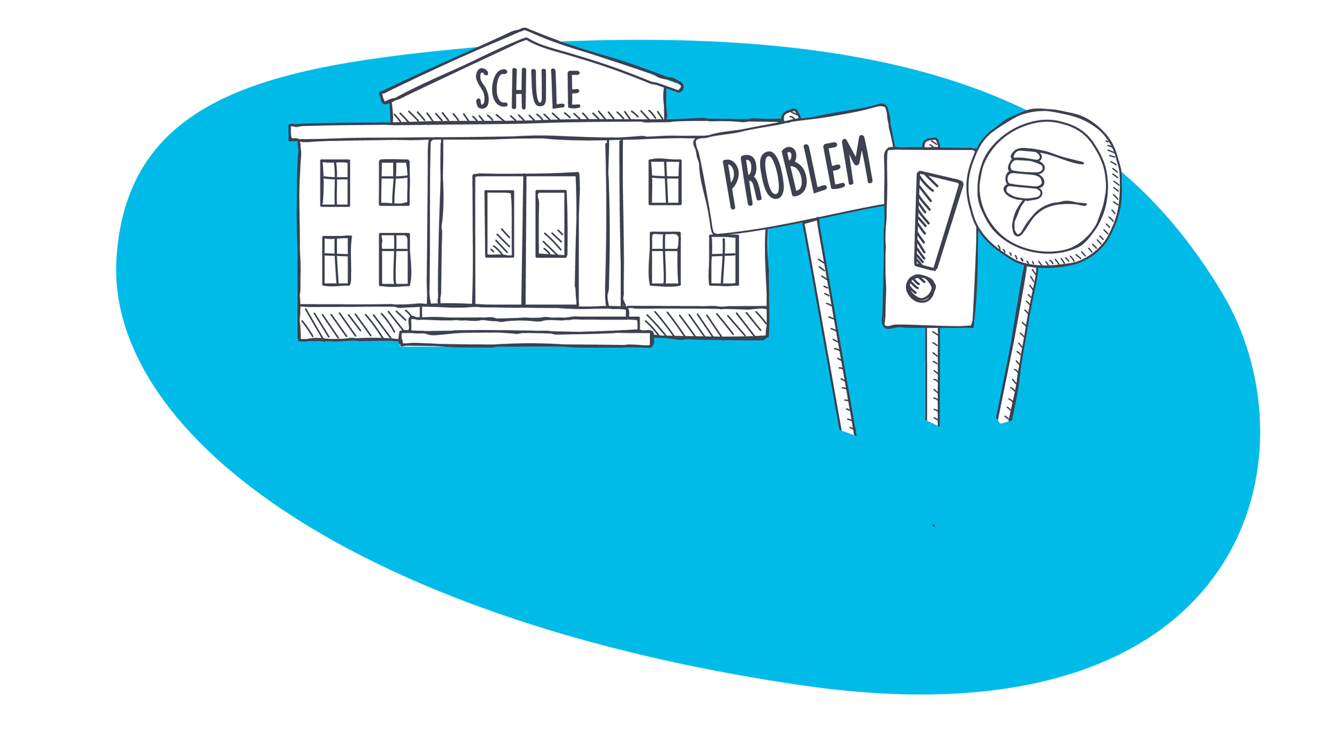 Daumen runter; Probleme in der Schule; Protestschilder