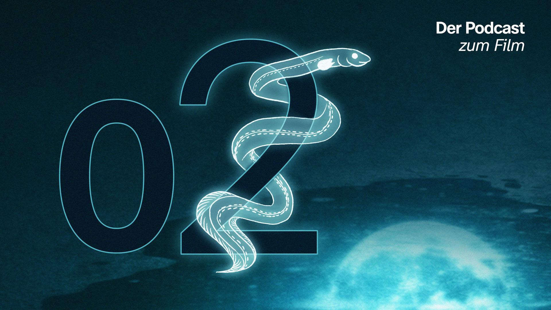 Eine große Zwei, um die sich ein gezeichneter Aal windet