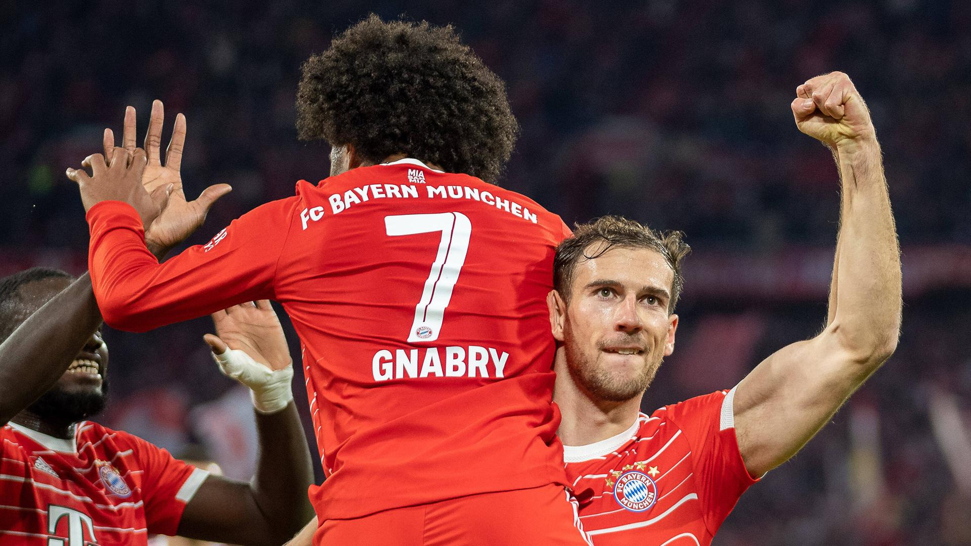 08.11.2022, München: Tor zum 2:1 durch Serge Gnabry (FC Bayern München) gegen Werder Bremen