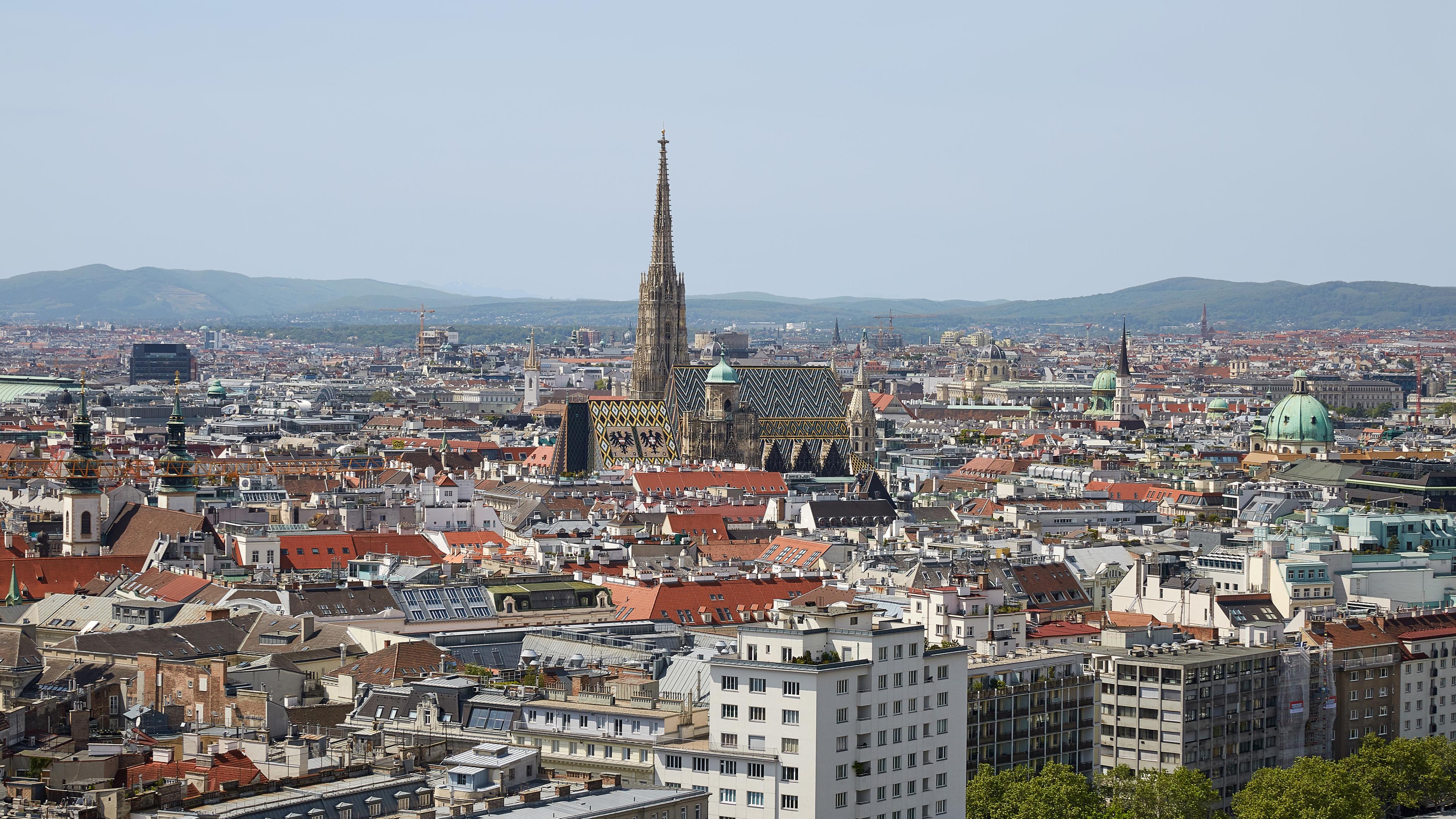 Blick auf die Innenstadt von Wien (undatierte Aufnahme)