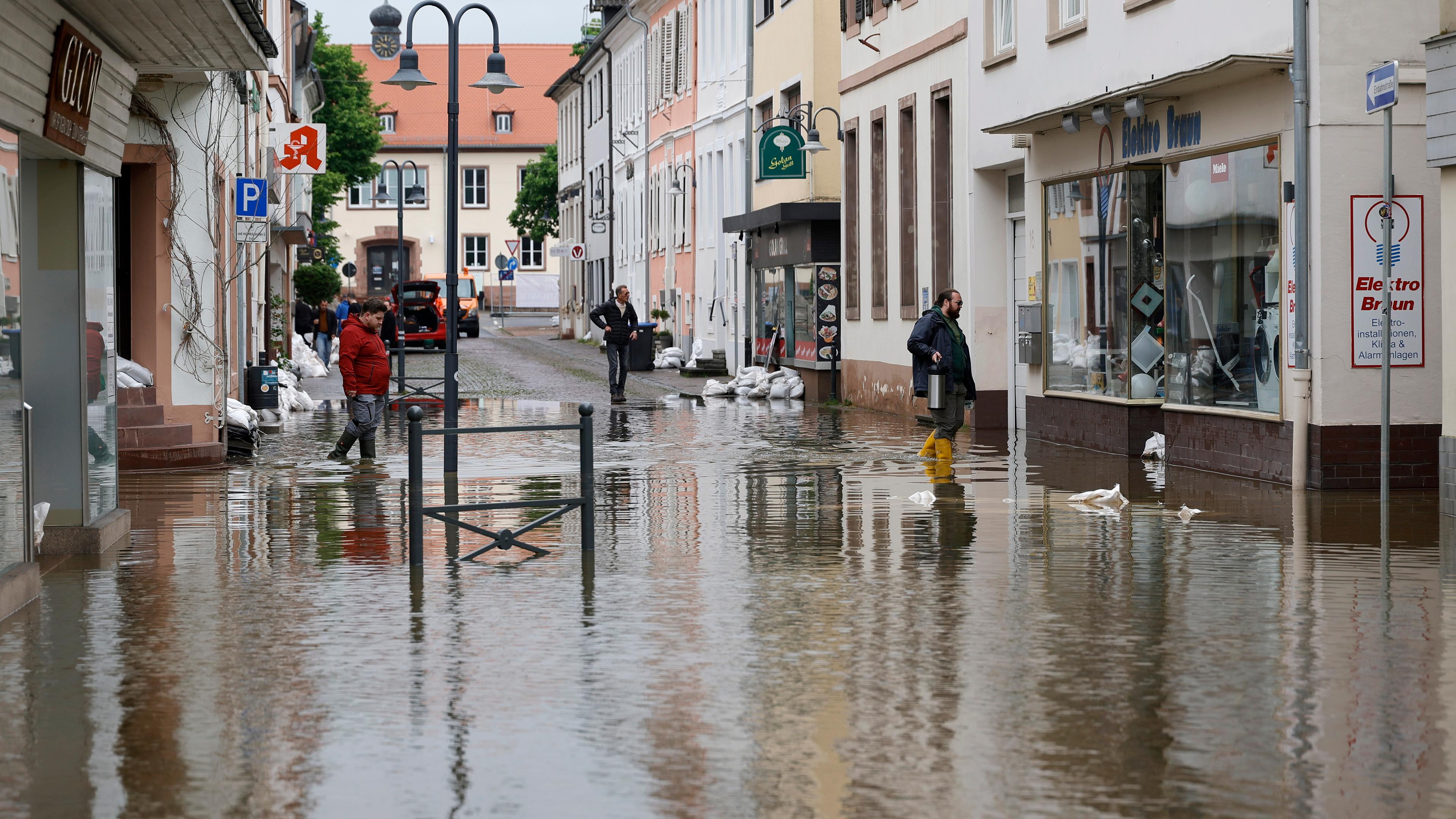 Überschwemmte Altstadt von Blieskastel 
