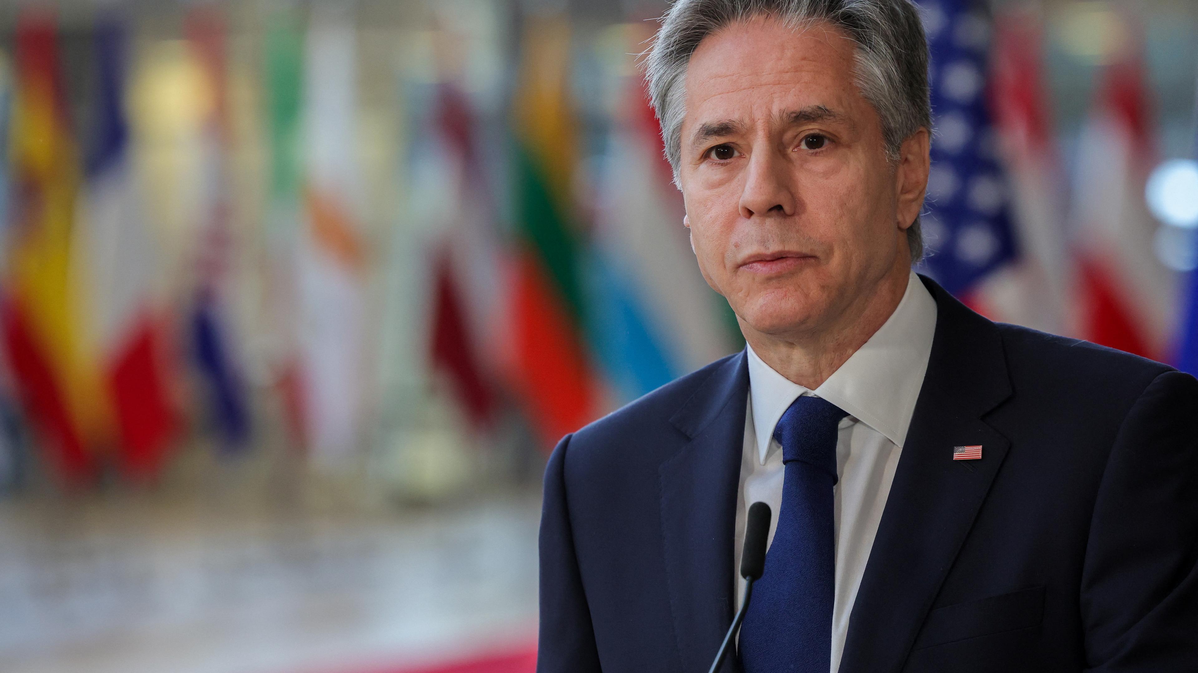 US-Außenminister Antony J. Blinken spricht vor einer Tagung des EU-US-Energierates in Brüssel.