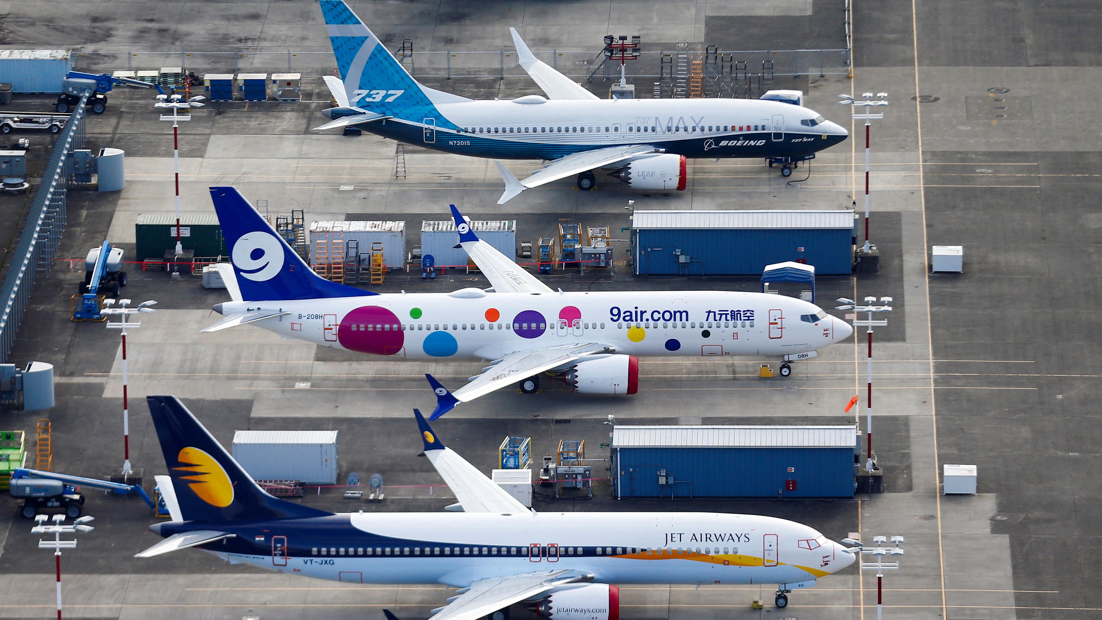 Mehrere Flugzeuge des Modells Boeing 737 MAX stehen wegen eines Startverbots am Flughafen Seattle, USA. 