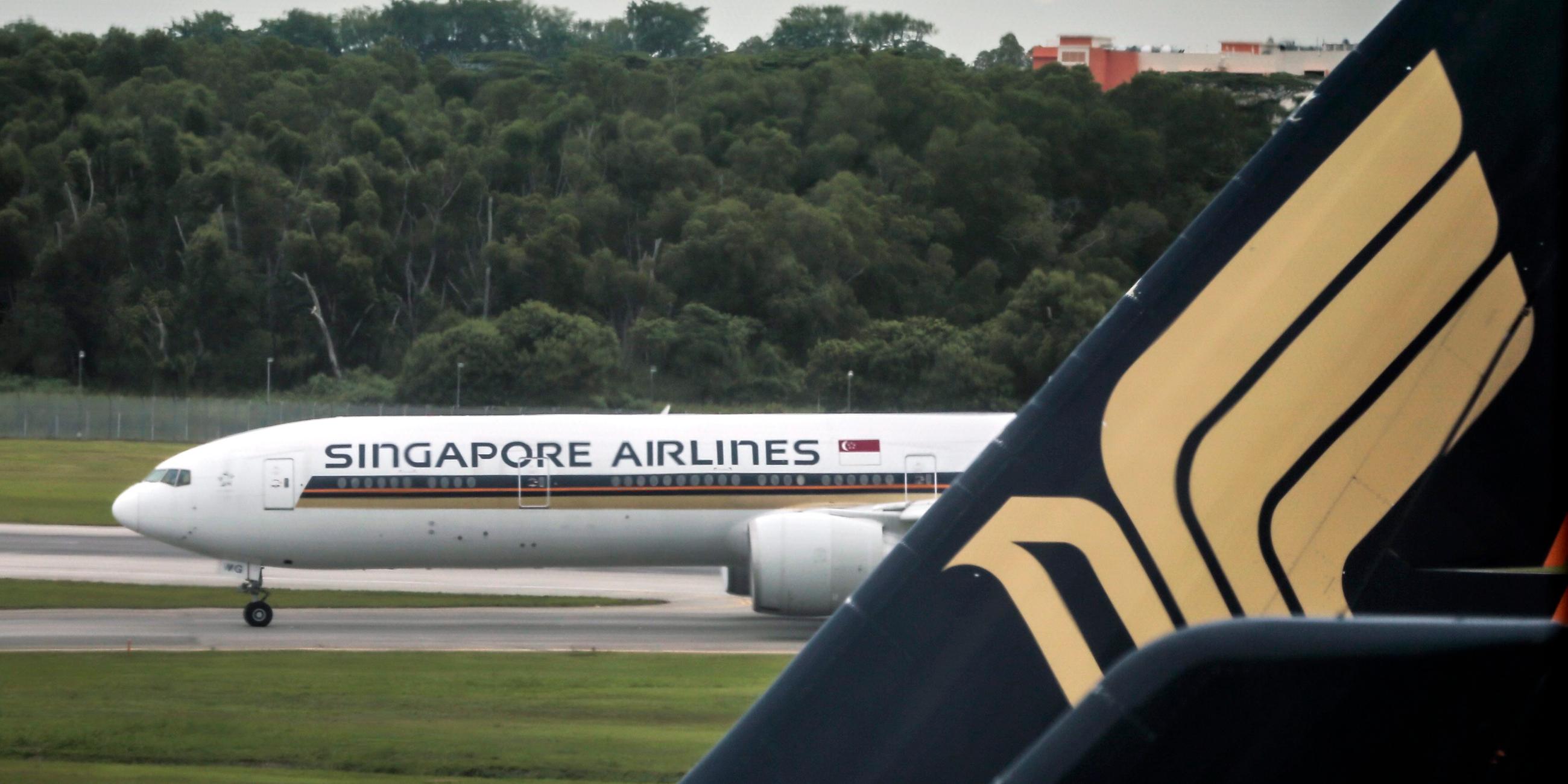 Singapur: Eine Boeing 777 von Singapore Airlines auf dem Flughafen von Singapur, Archivbild