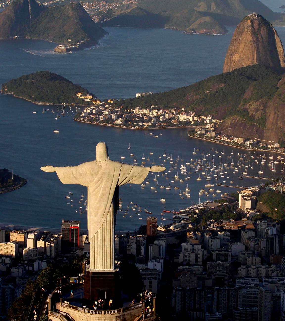 Die Christusstatue auf dem Berg Corcovado in Rio de Janeiro in Brasilien.