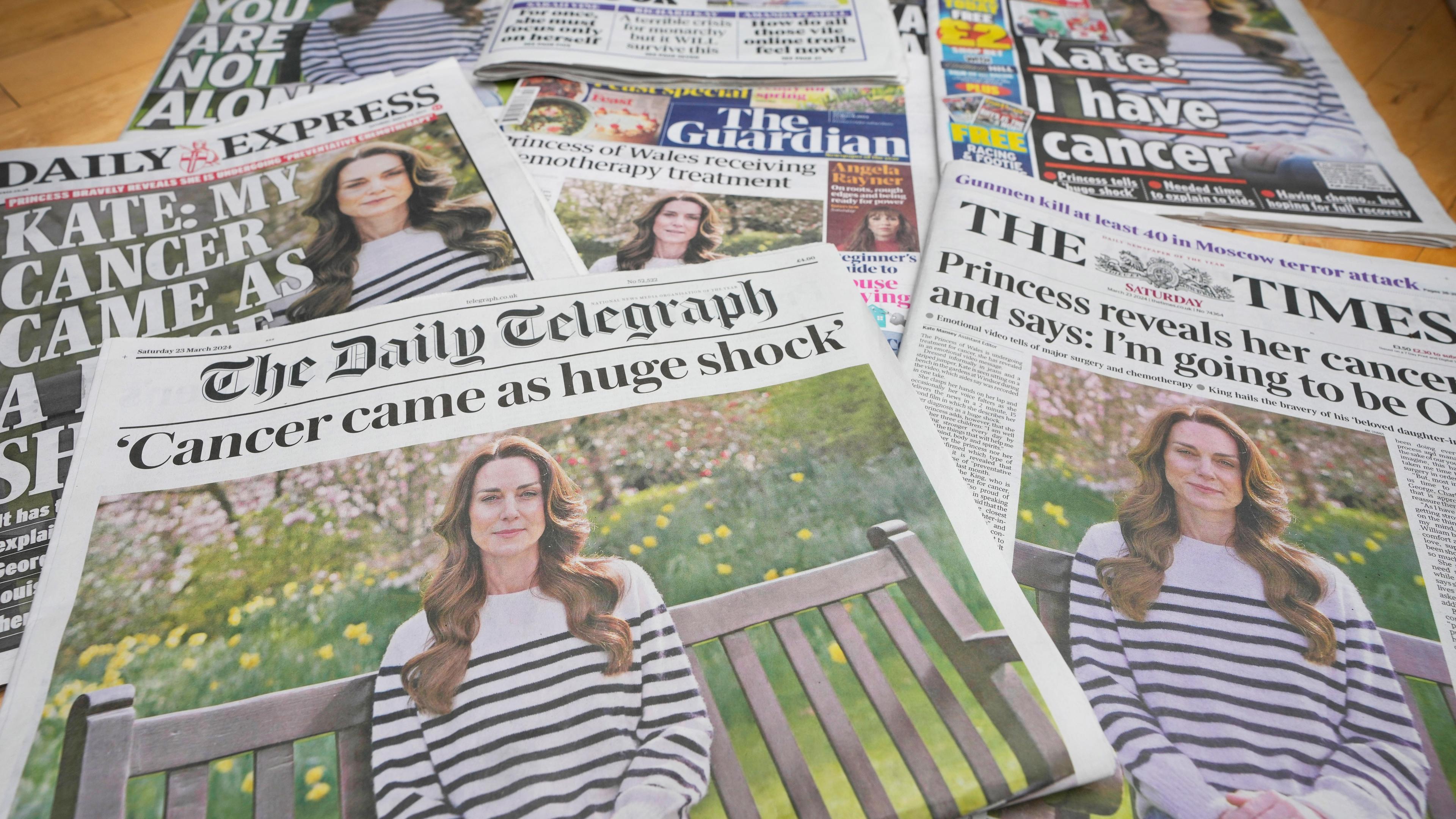 Britische Tageszeitungen mit Genesungswünschen für Kate