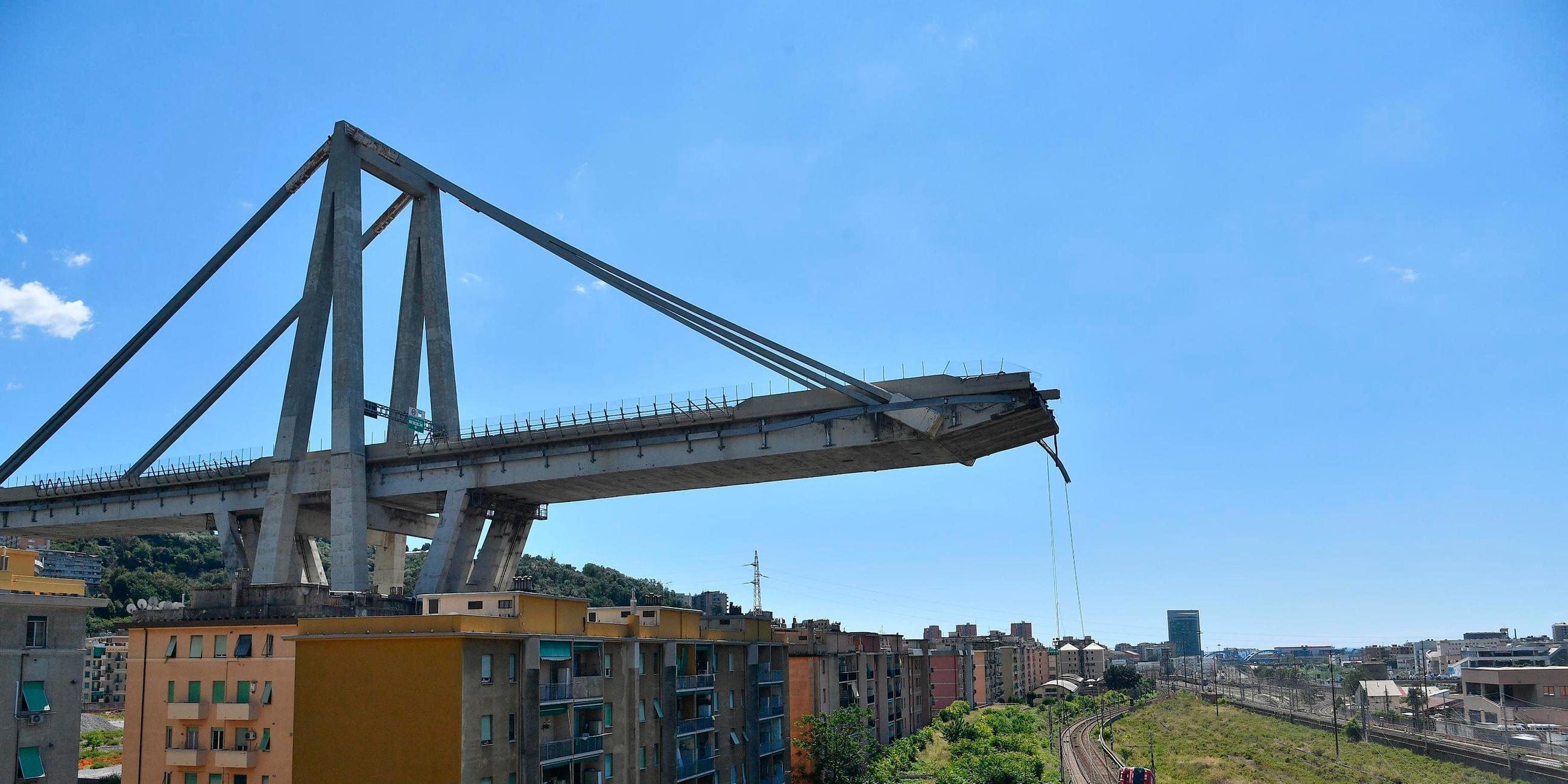Eingestürzte Brücke des Architekten Riccardo Morandi in Genua am15.8.2018