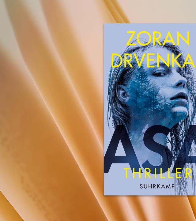 Das Buchcover von dem Thriller Asa. Das Cover ist in blautönen gestaltet und das Gesicht einer Frau ist zu sehen. Auf ihrer Wange sind Schatten von Bäumen zu erkennen. Oben steht in gelb der Name des Autors: Zoran Drvenkar. Und unten steht in gelb Thriller.