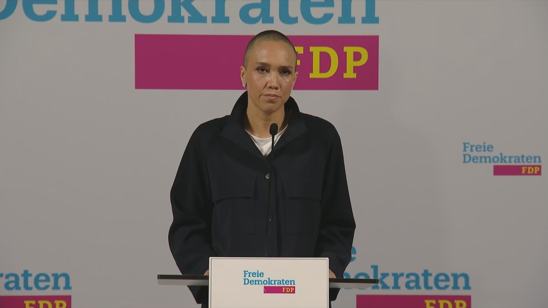 FDP-Generalsekretärin Nicole Büttner mit einer Reaktion zur Landtagswahl in Rheinland-Pfalz.