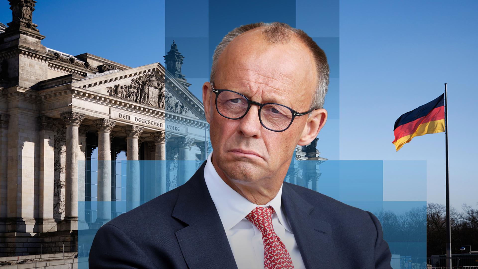 Kanzler Friedrich Merz vor dem Reichtagsgebäude 