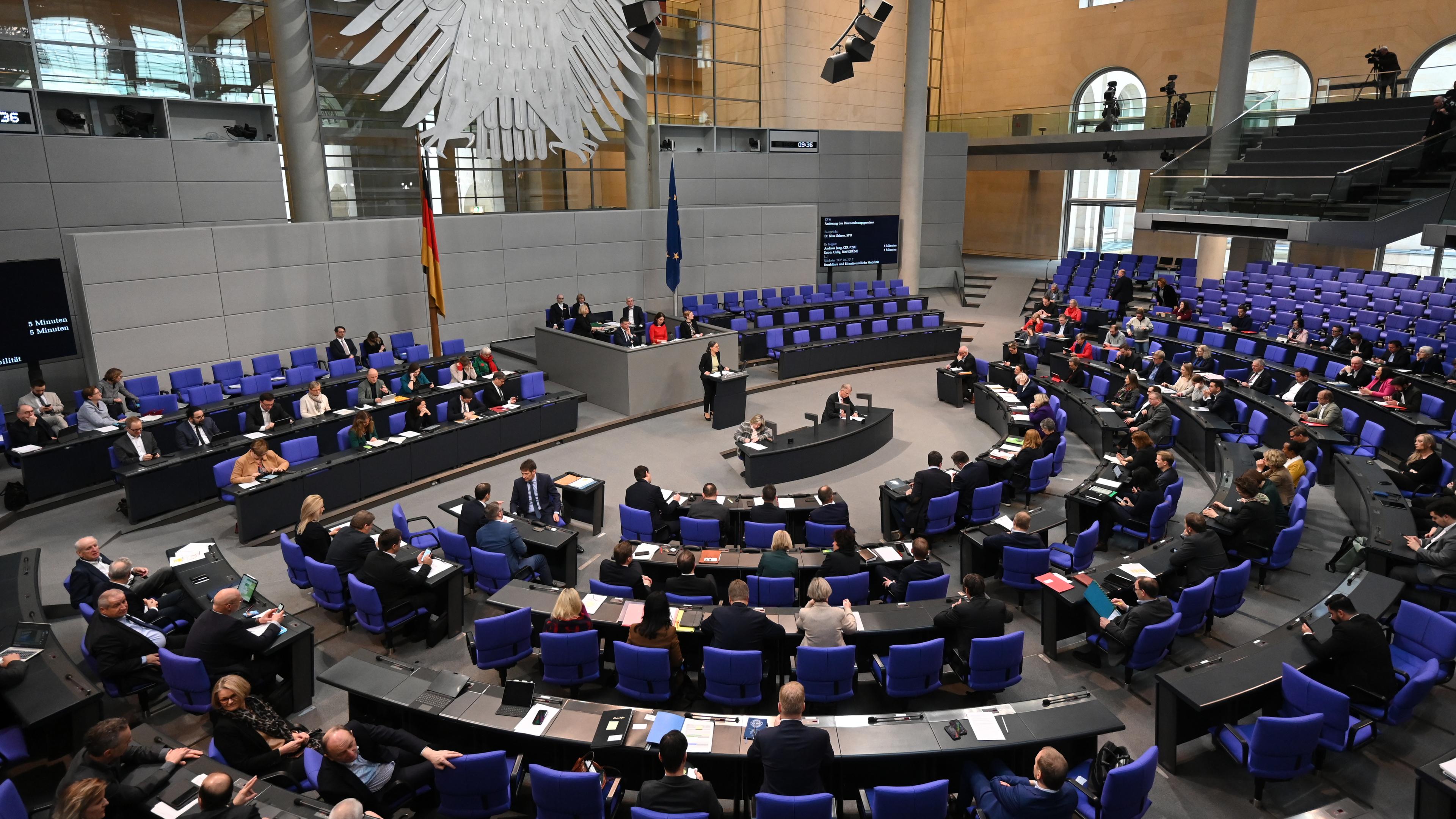Plenarsaal des Bundestags während einer Sitzung