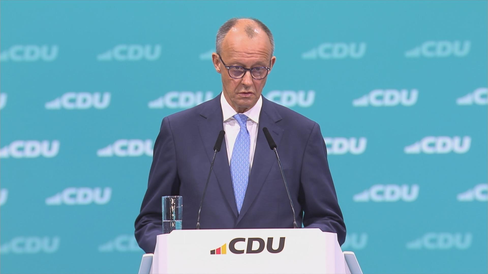 CDU-Parteichef Friedrich Merz bei seiner Rede auf dem Bundesparteitag.