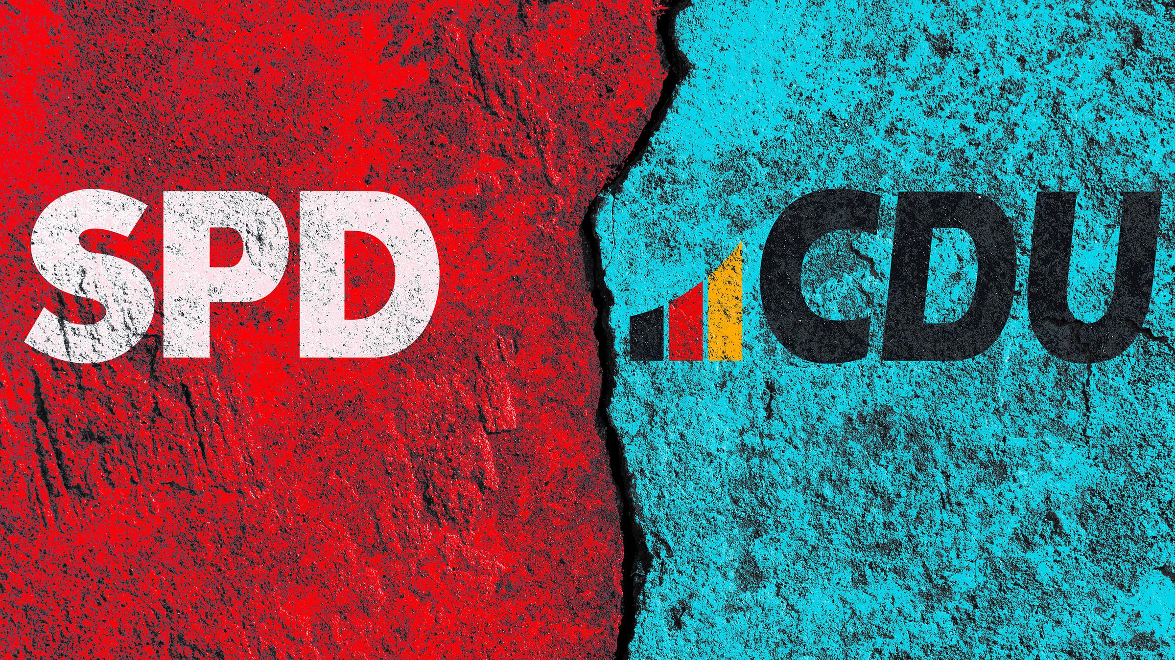 Logos von SPD und CDU