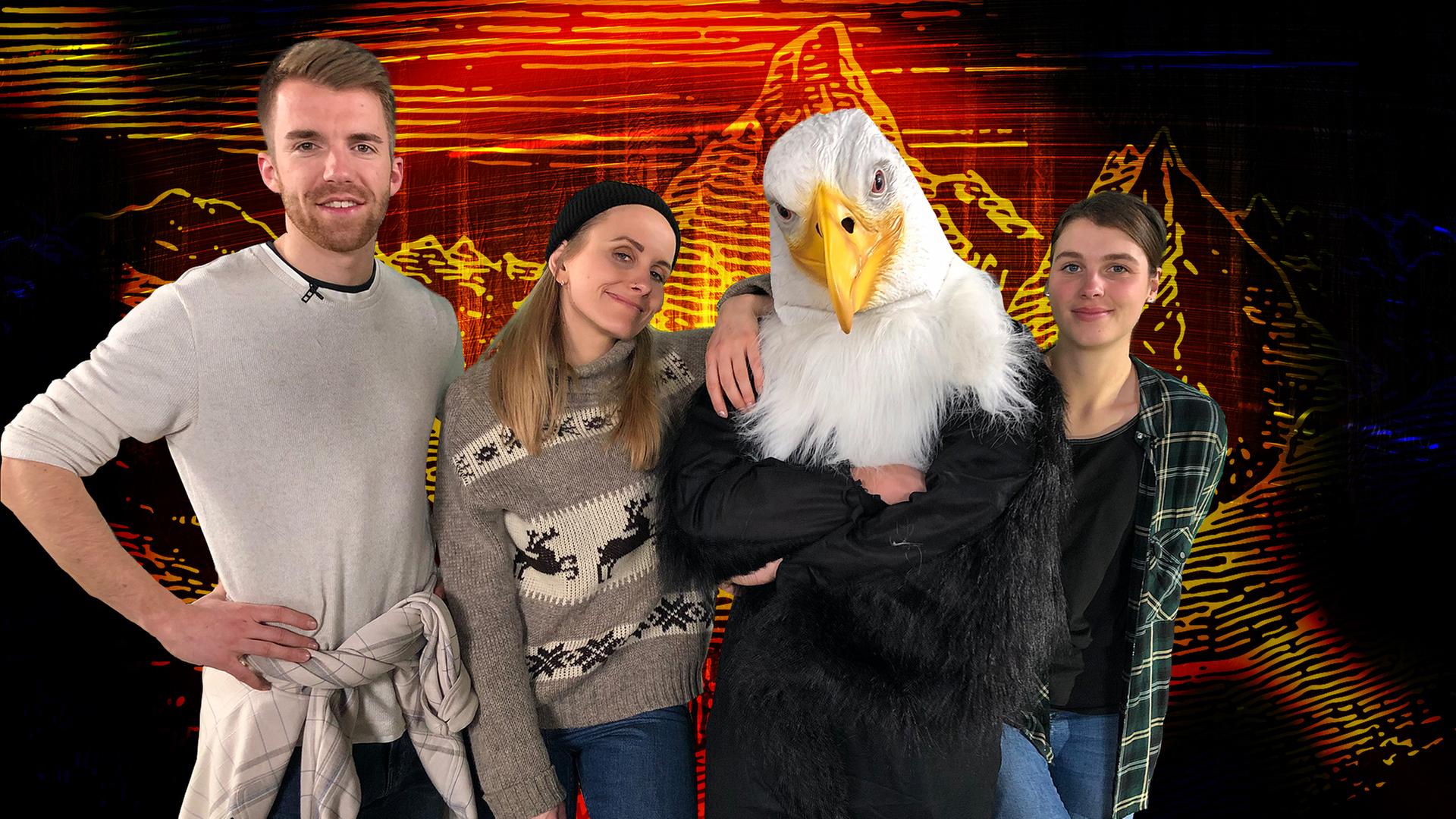 Die Sportmacher mit dem Adler Bruno Hawkeye.