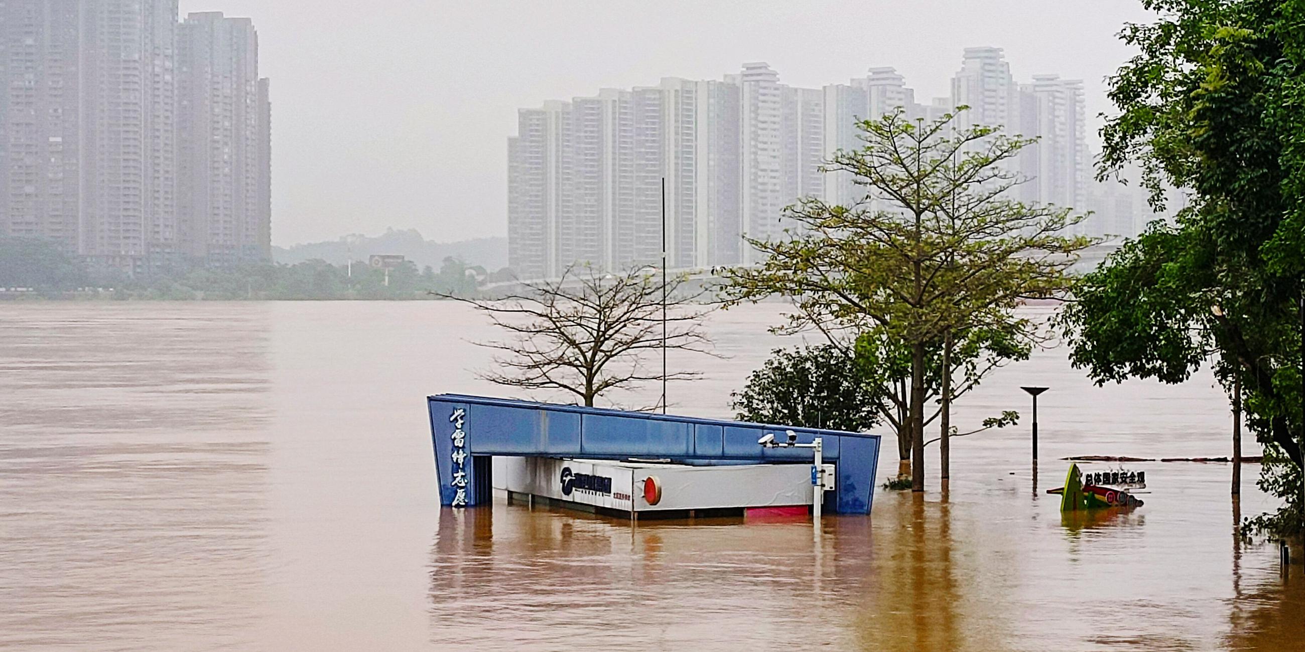 Überschwemmungen in der Provinz Guangdong im Süden Chinas. 