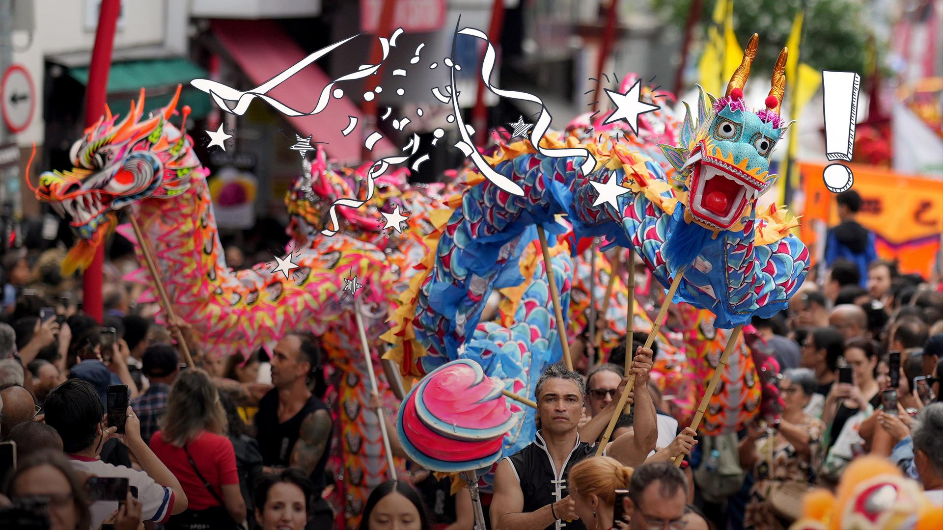 Chinesisches Neujahr 2026: Bunte Drachen