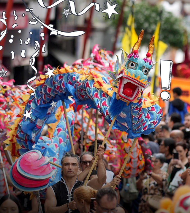 Chinesisches Neujahr 2026: Bunte Drachen