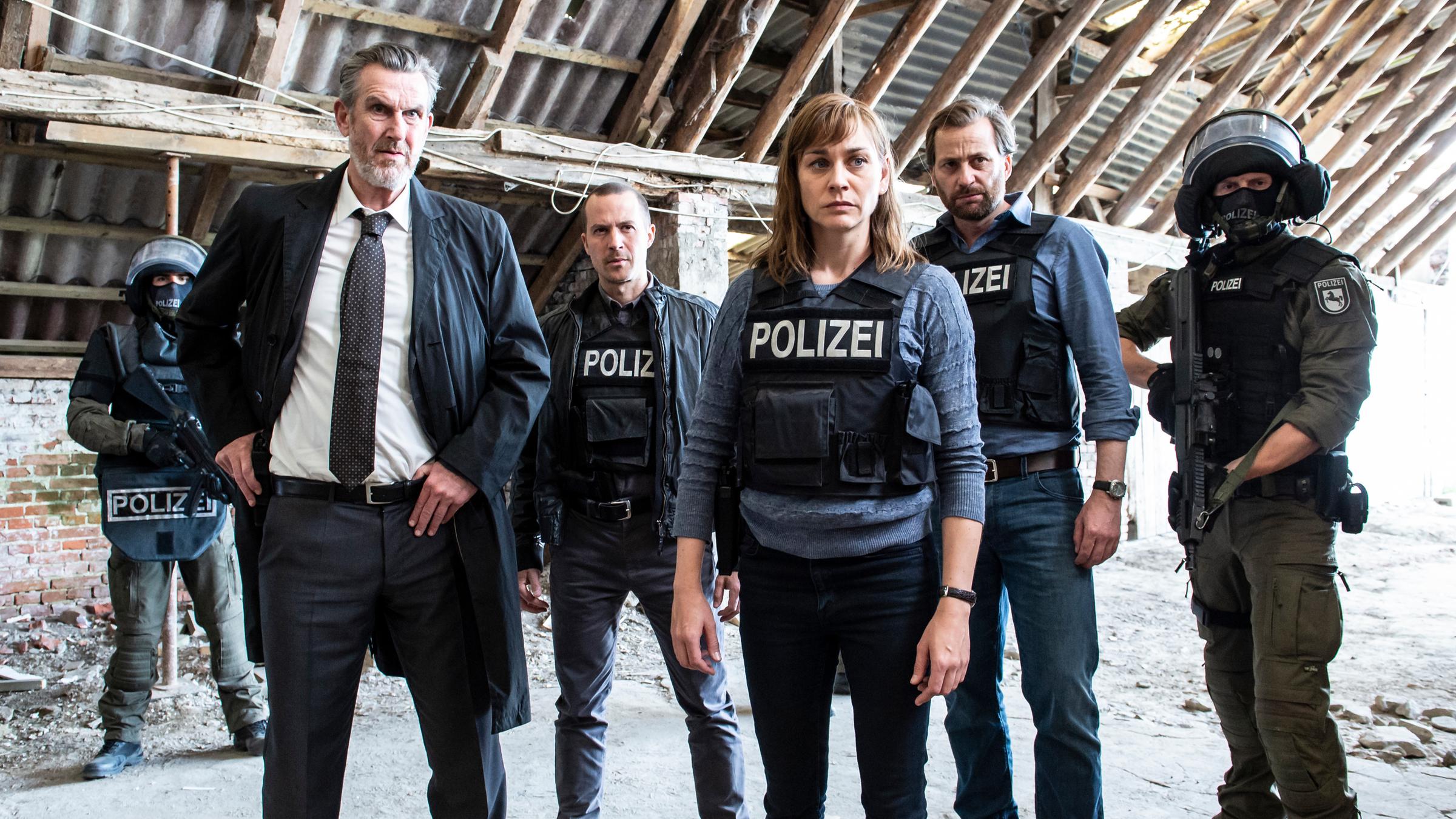 "Ostfriesenblut": Ubbo Heide (Kai Maertens), Rupert (Barnaby Metschurat), Ann Kathrin Klaasen (Christiane Paul), Frank Weller (Christian Erdmann)