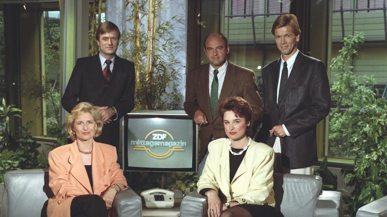 ModeratorInnen ZDF-Mittagsmagazin 1989: Martina Ruperti,Susanne Conrad, Michael Braun, Ekkehard Gahntz, Günther Neufeldt.
