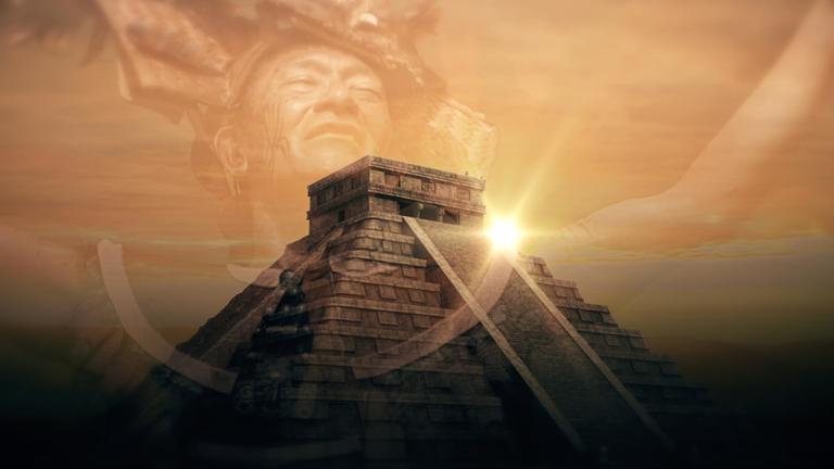 "Terra X: Söhne der Sonne - Die Maya": Computeranimation einer Maya-Pyramide.
