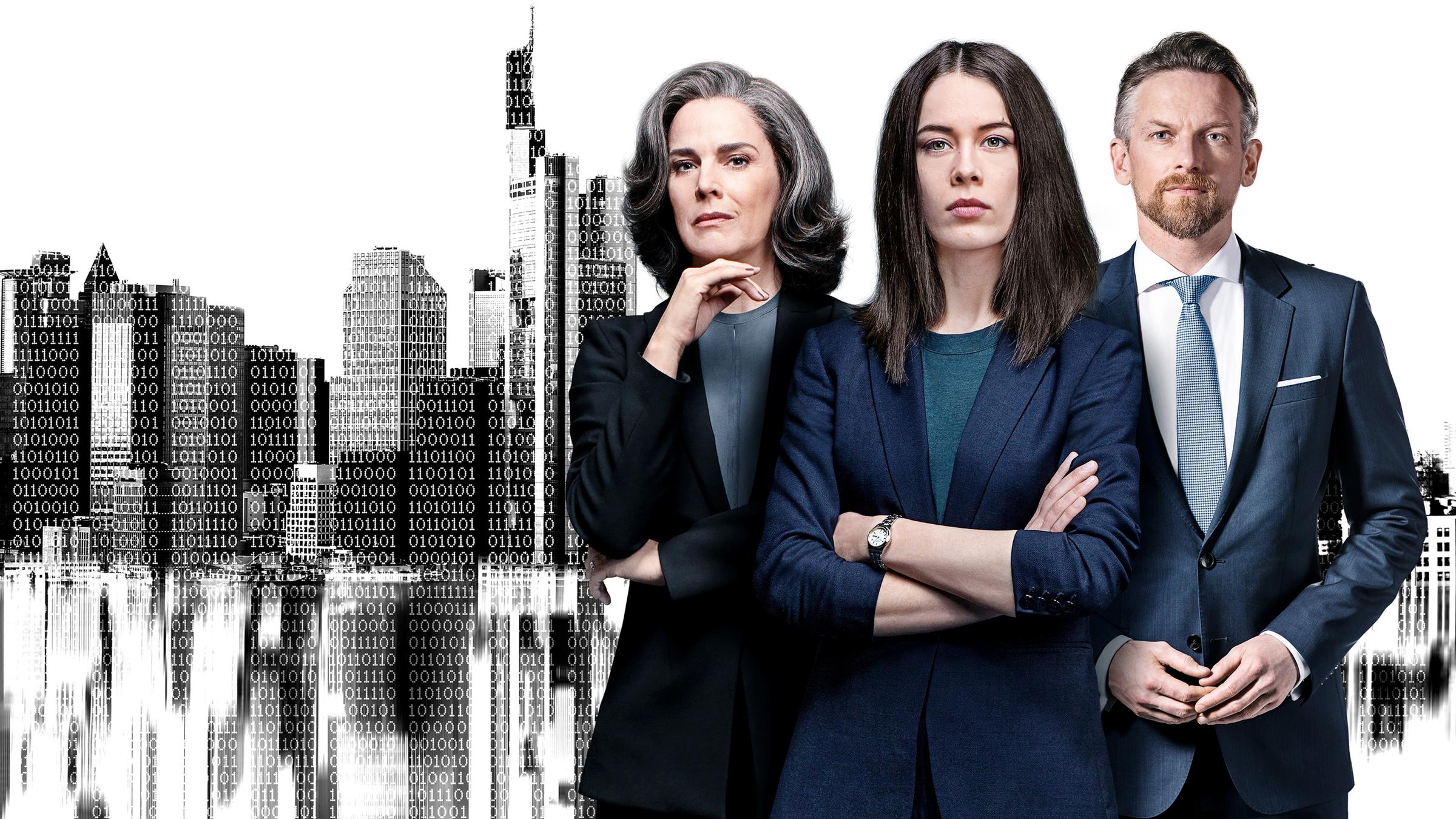 "Bad Banks": Christelle Leblanc (Désirée Nosbusch), Jana Liekam (Paula Beer), Gabriel Fenger (Barry Atsma)