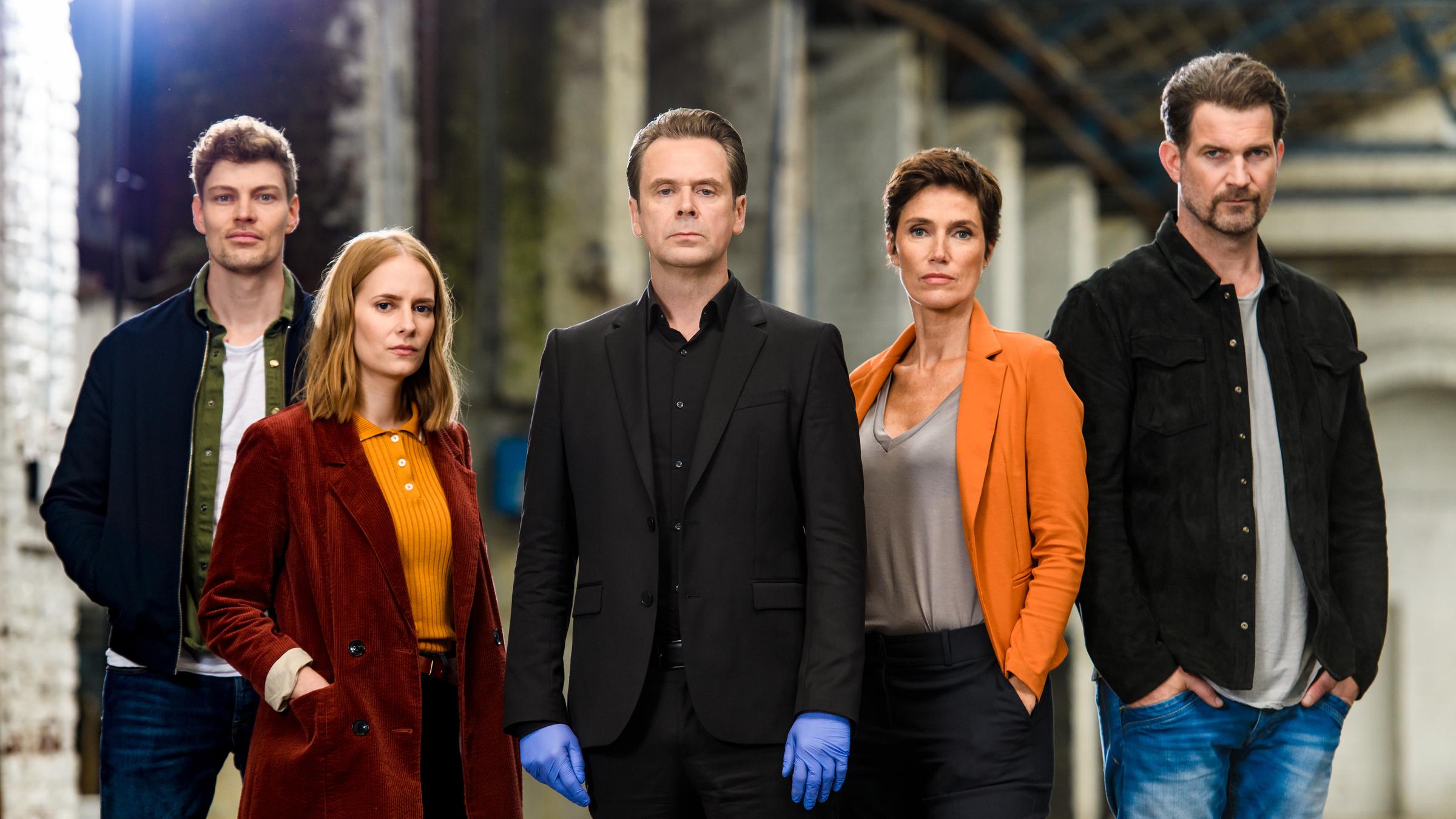 "Professor T. - Die Zeugin": Daniel Winter (Helgi Schmid), Greta Lindbergh (Cornelia Ivancan), Professor T. (Matthias Matschke), Christina Fehrmann (Julia Bremermann), Simon Zander (Simon Böer).