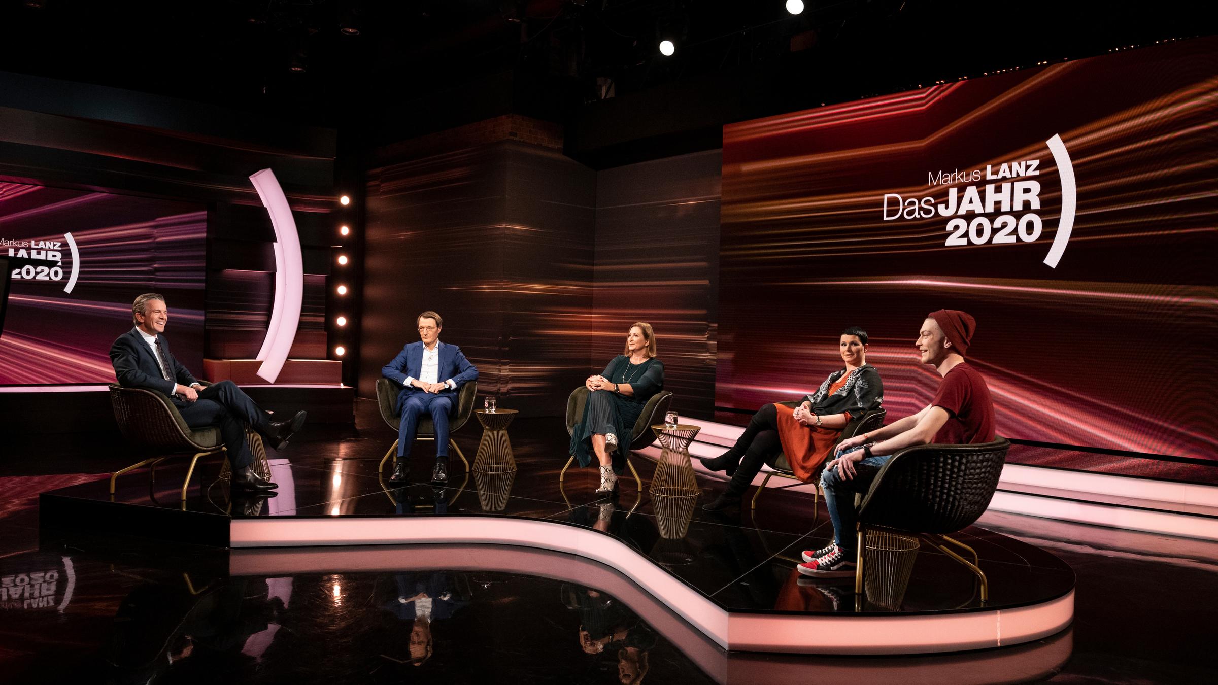 "Markus Lanz - Das Jahr 2020": Markus Lanz, Karl Lauterbach, Susanne Herpold, Jördis Frommhold, Leonard Hess