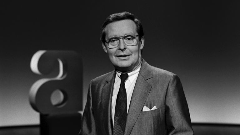 Horst Schättle im "auslandsjournal"-Studio (Februar 1989)