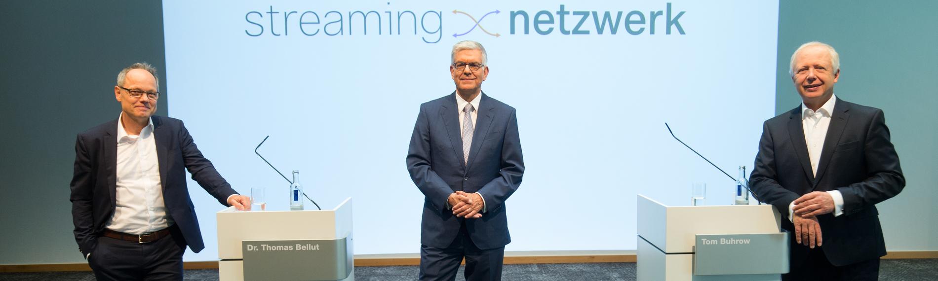 Pressegespräch 21.06.2021- Die Zukunft der Mediatheken: Prof. Kai Gniffke, Dr. Thomas Bellut, Tom Buhrow