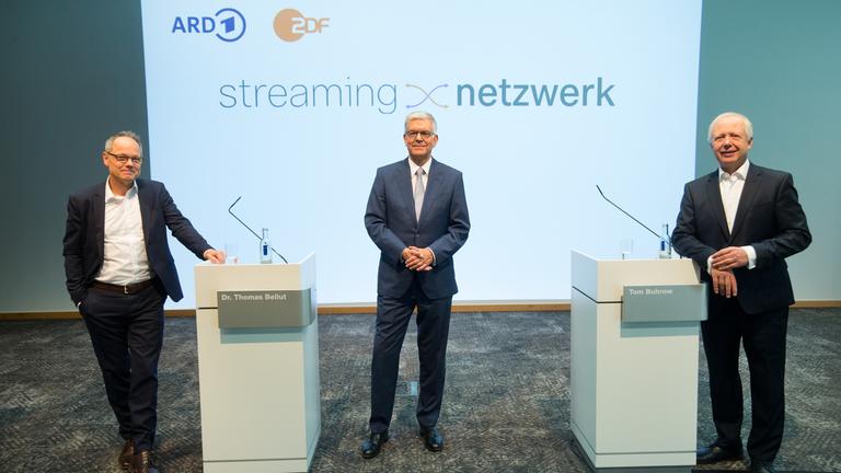 Pressegespräch 21.06.2021- Die Zukunft der Mediatheken: Prof. Kai Gniffke, Dr. Thomas Bellut, Tom Buhrow