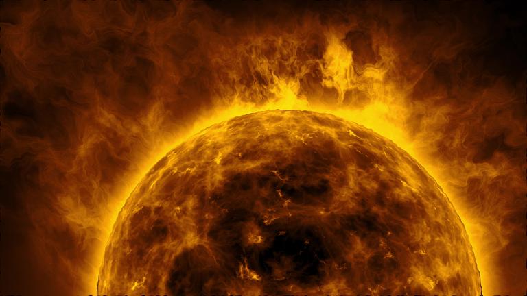 "Glücksfall Sonne": Die Sonnenscheibe mit Sonnenwinden.
