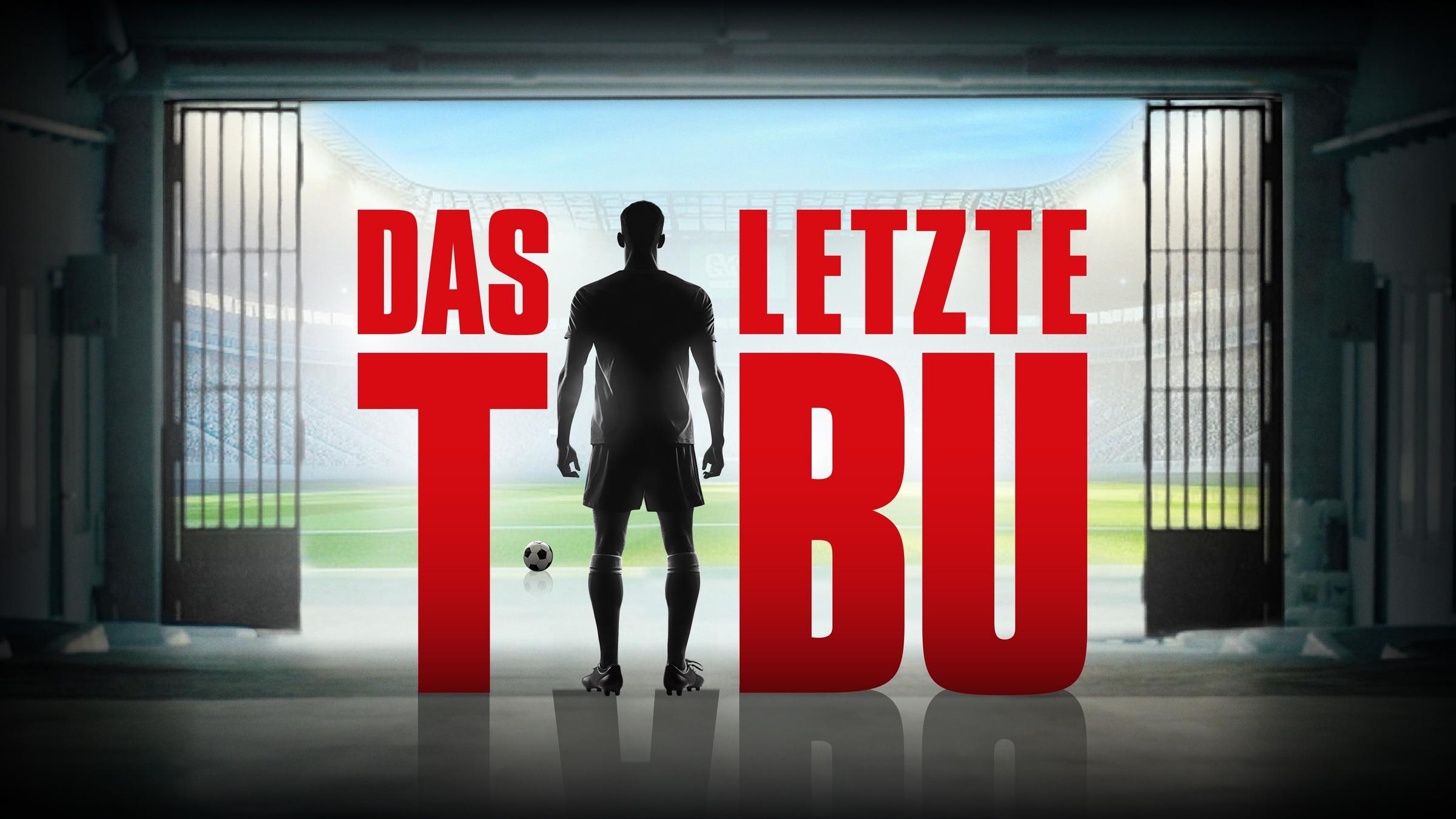"Das letzte Tabu": Grafik: Im Titel des Films steht ein anonymisierter Fußballer mit dem Rücken zur Kamera. Hinter dem Titel ist der Ausgang auf ein Fußballfeld.