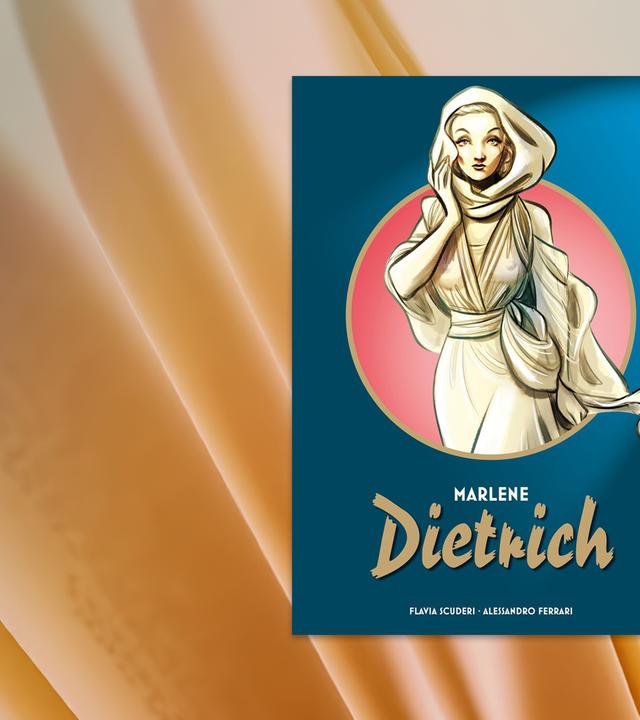 Auf dem Umschlag des Comics sieht man die Illustration einer in Beige gekleideten Frau,  die vor einem blauen Hintergrund, in einem roten Kreis steht.