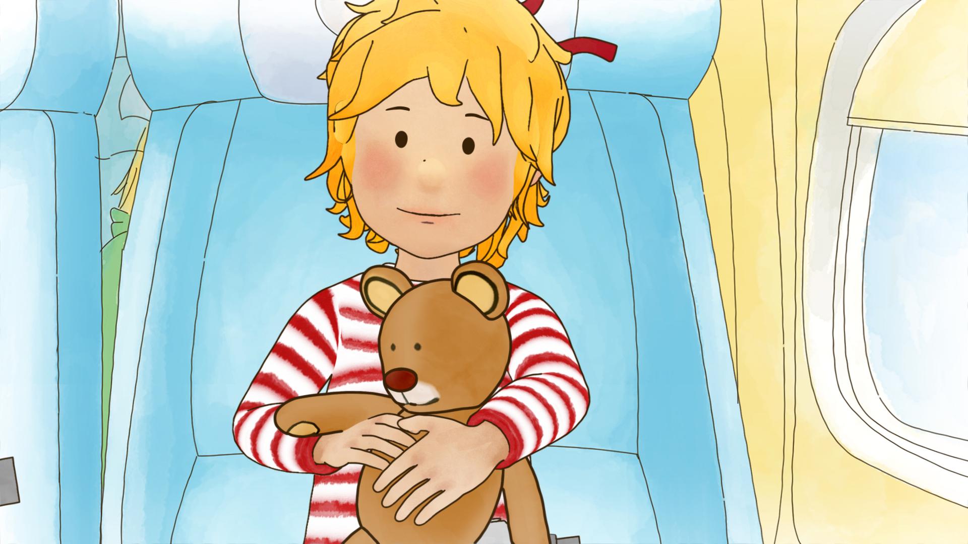 Conni ist nervös auf ihrem ersten Flug.