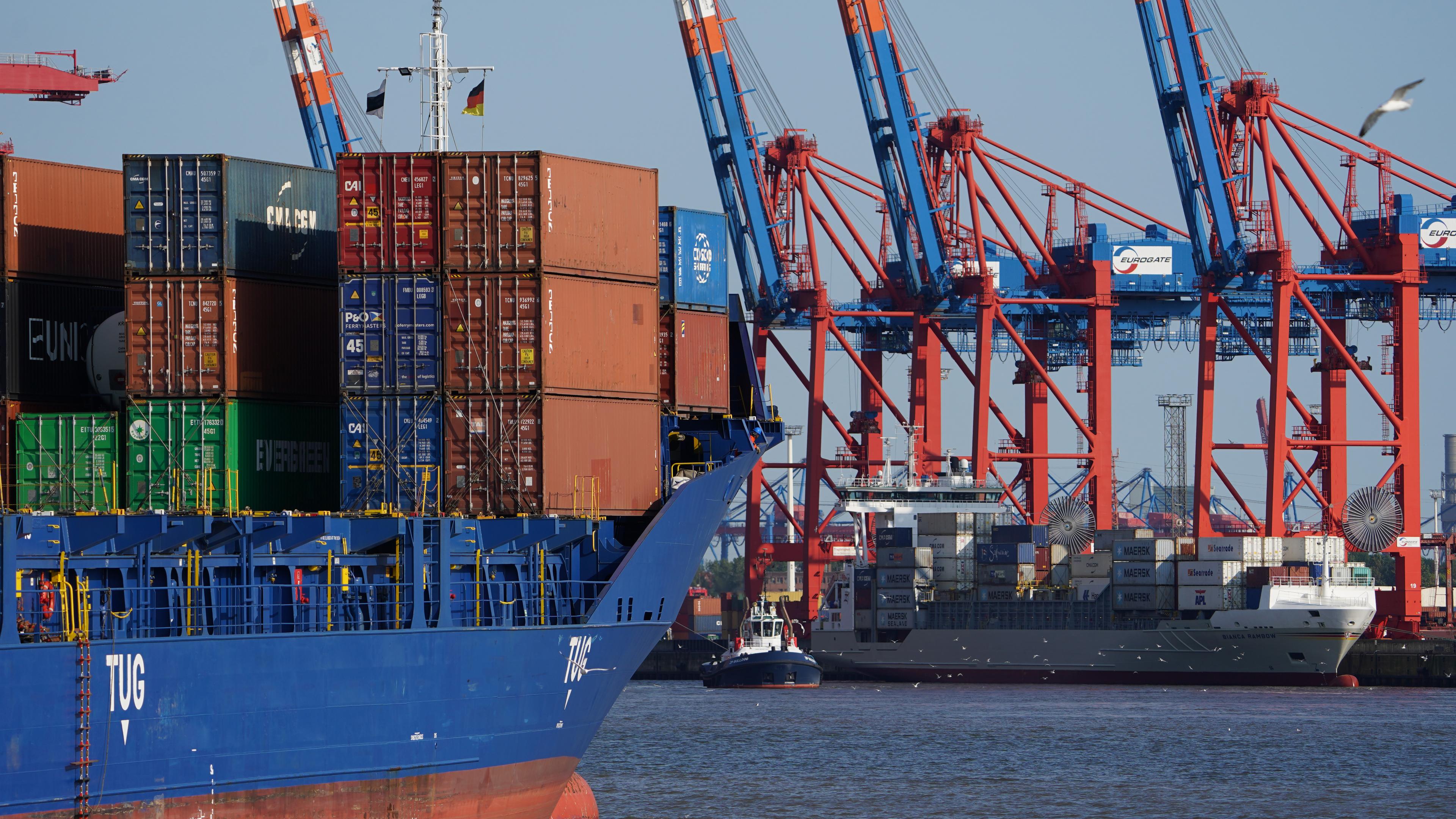 Ein Containerschiff im Hamburger Hafen. Die Internationale Weltschifffahrts-Organisation will konkrete Vorgaben machen, wie Containerschiffe ihre Emissionen senken sollen. 