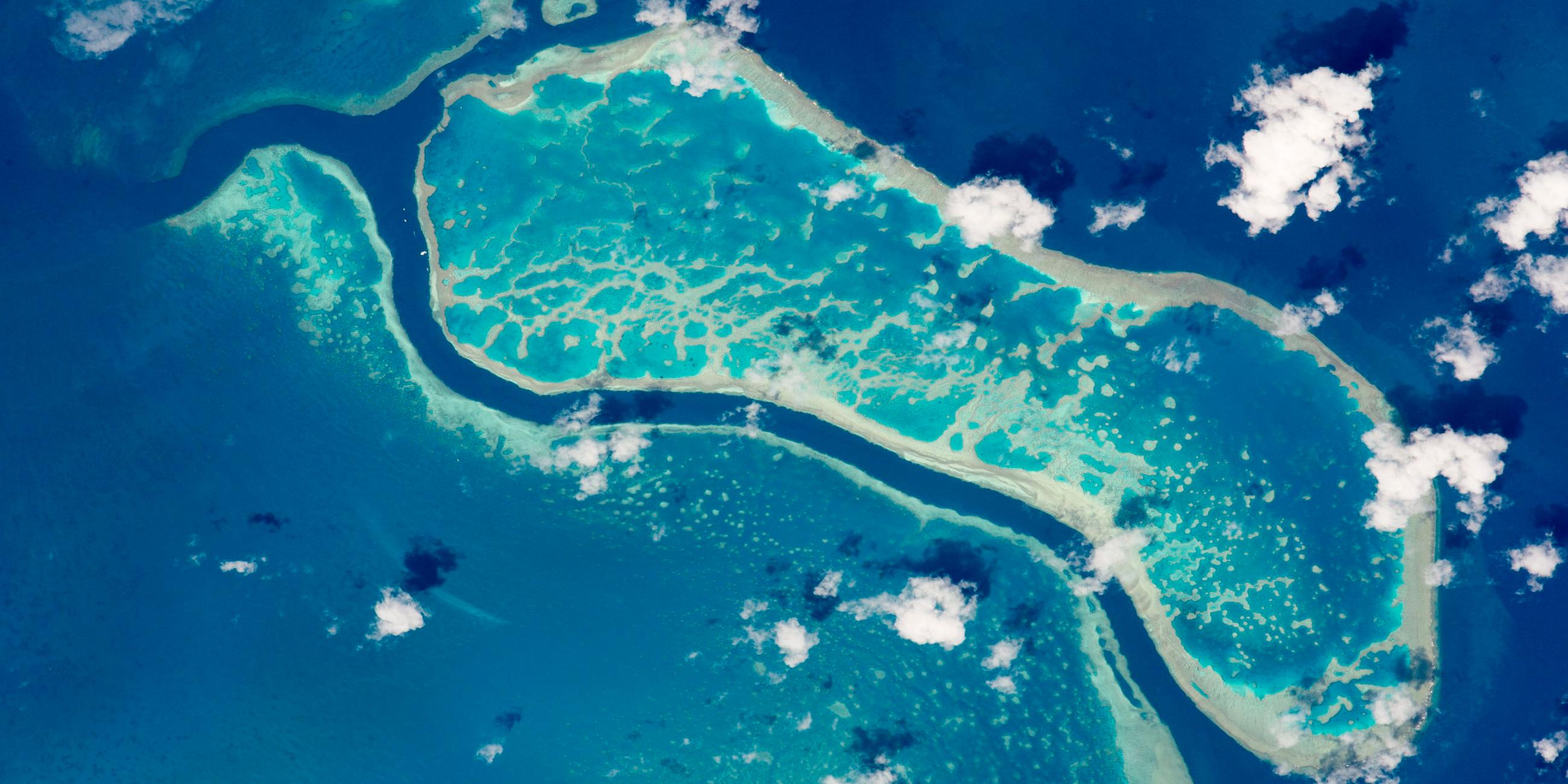 Die Korallenbleiche im Great Barrier Reef von oben am 04.06.2020