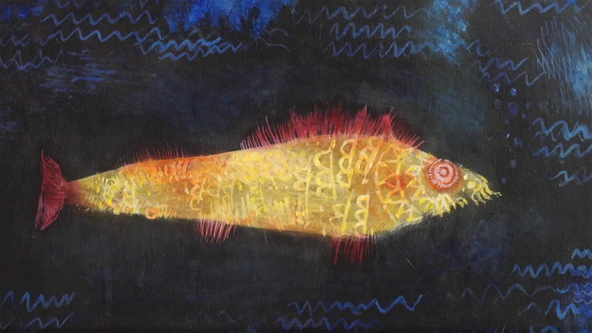 Ausschnitt aus dem Gemälde "der Goldfisch" von Paul Klee