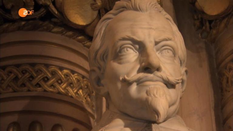 Das Gesicht einer Statue von Albrecht von Wallenstein