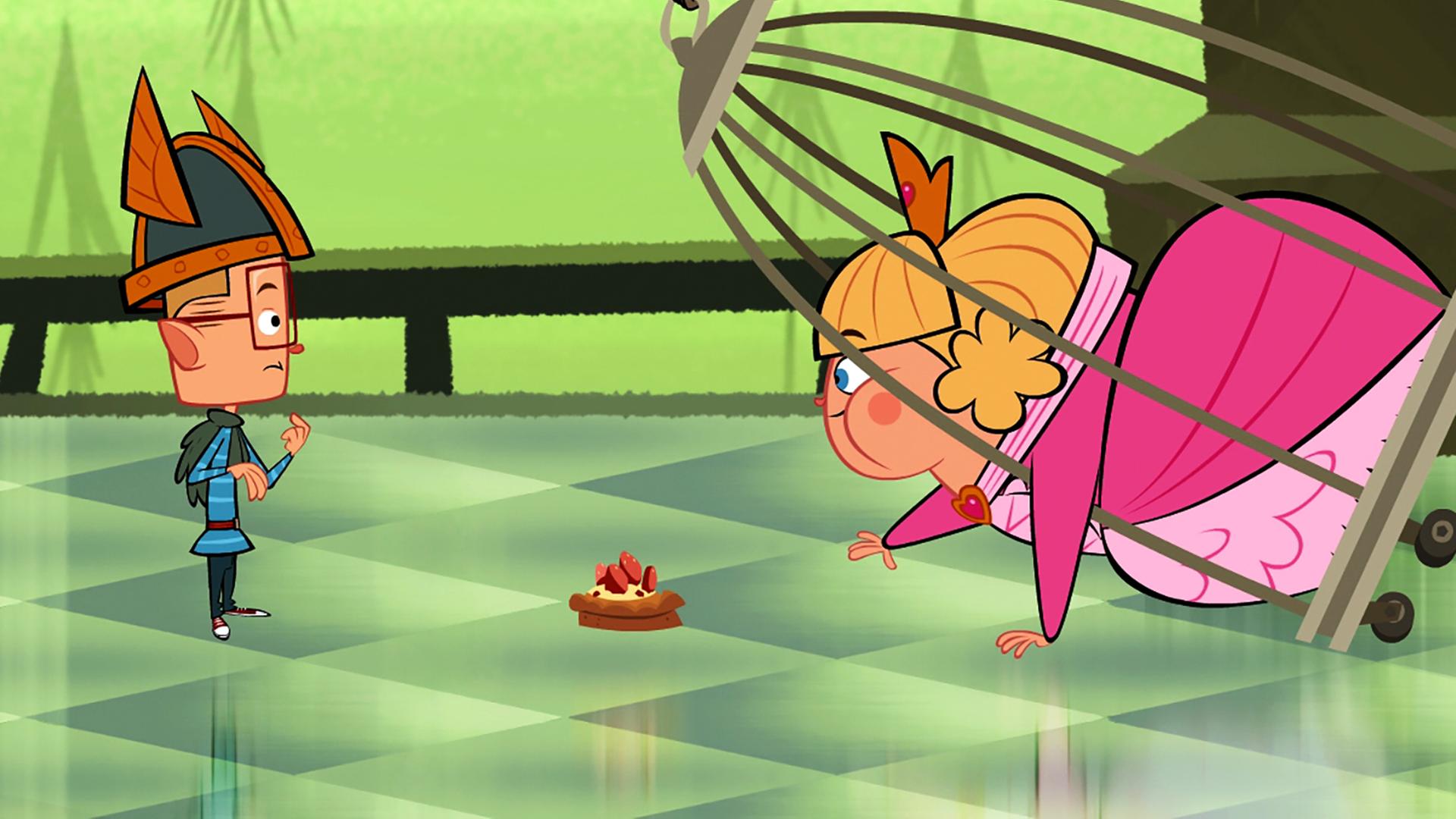 In Vipkrads Fabrik steht Marcus Prinzessin Aria gegenüber, die es auf ein Törtchen am Boden abgesehen hat. Sie ist durch das viele Törtchenessen kugelrund geworden und krabbelt mit ihrem umgekippten Käfig auf das Törtchen zu. Er braucht schnell eine gute Idee, um sie und seine Freunde zu retten.