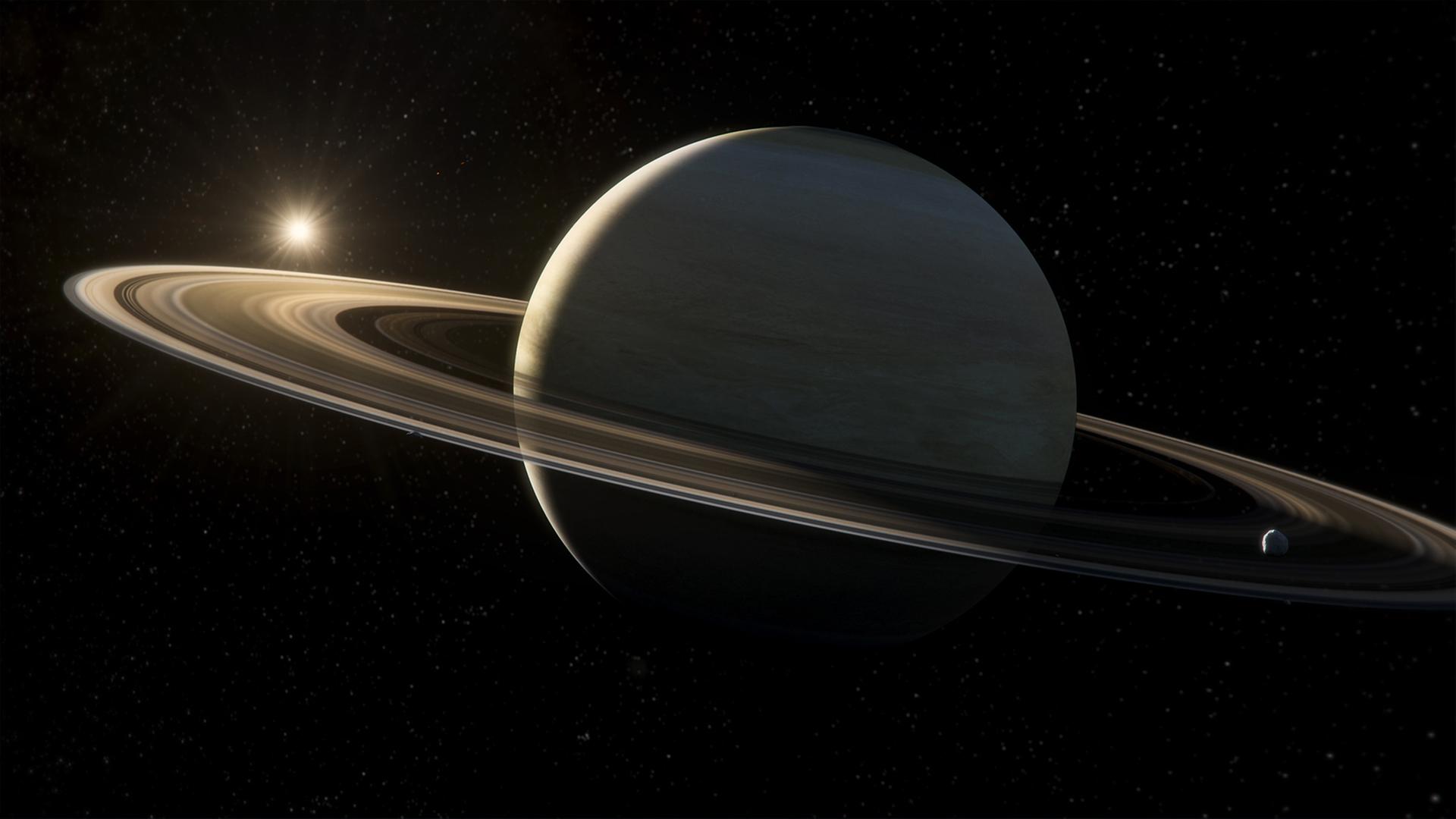 "Das Universum - Eine Reise durch Raum und Zeit: Der Saturn": Saturn auf Schwarz.