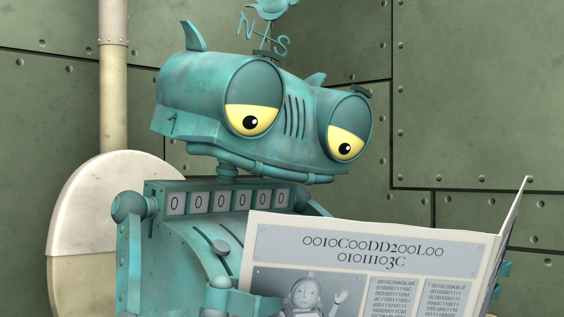 Rösti genießt seine Sitzung auf dem Klo mit einer Zeitung in den Händen.