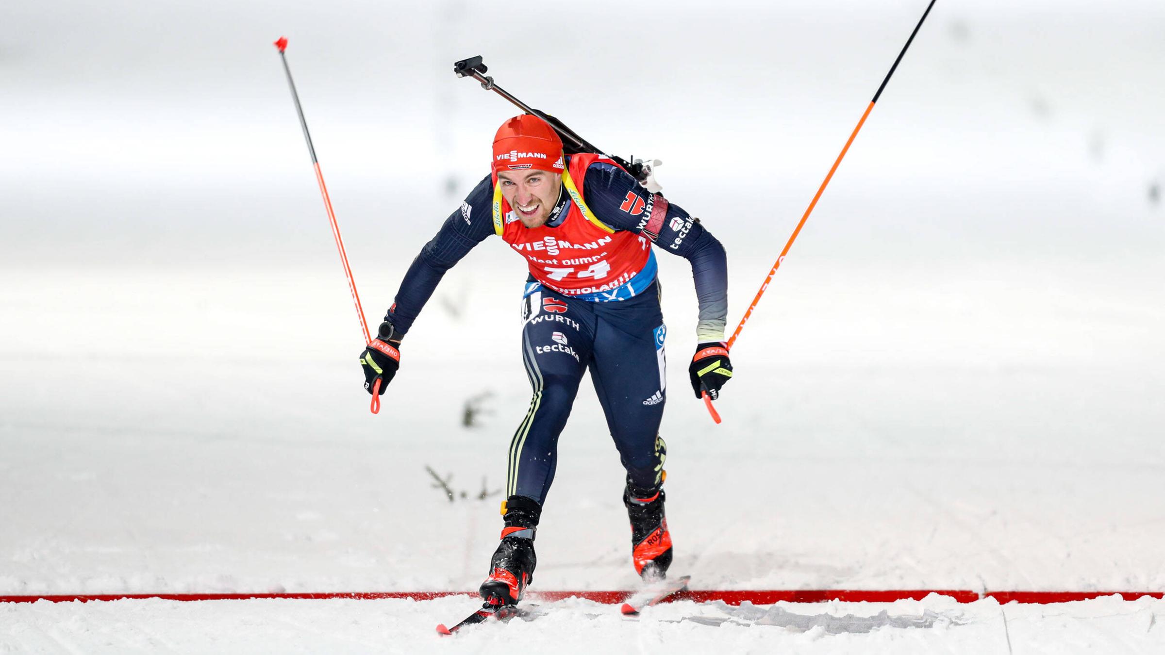 Biathlon, IBU World Cup 2022 in Kontiolahti: David Zobel läft zum 3. Platz.
